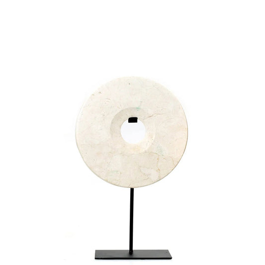 The marble disc on stand - White - M