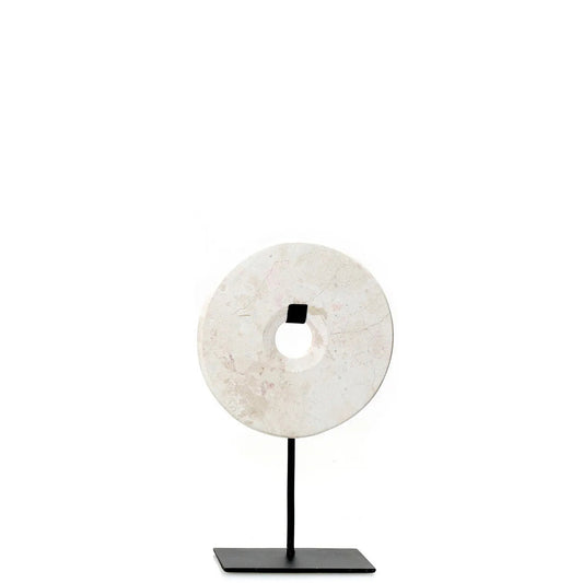 The marble disc on stand - White - S