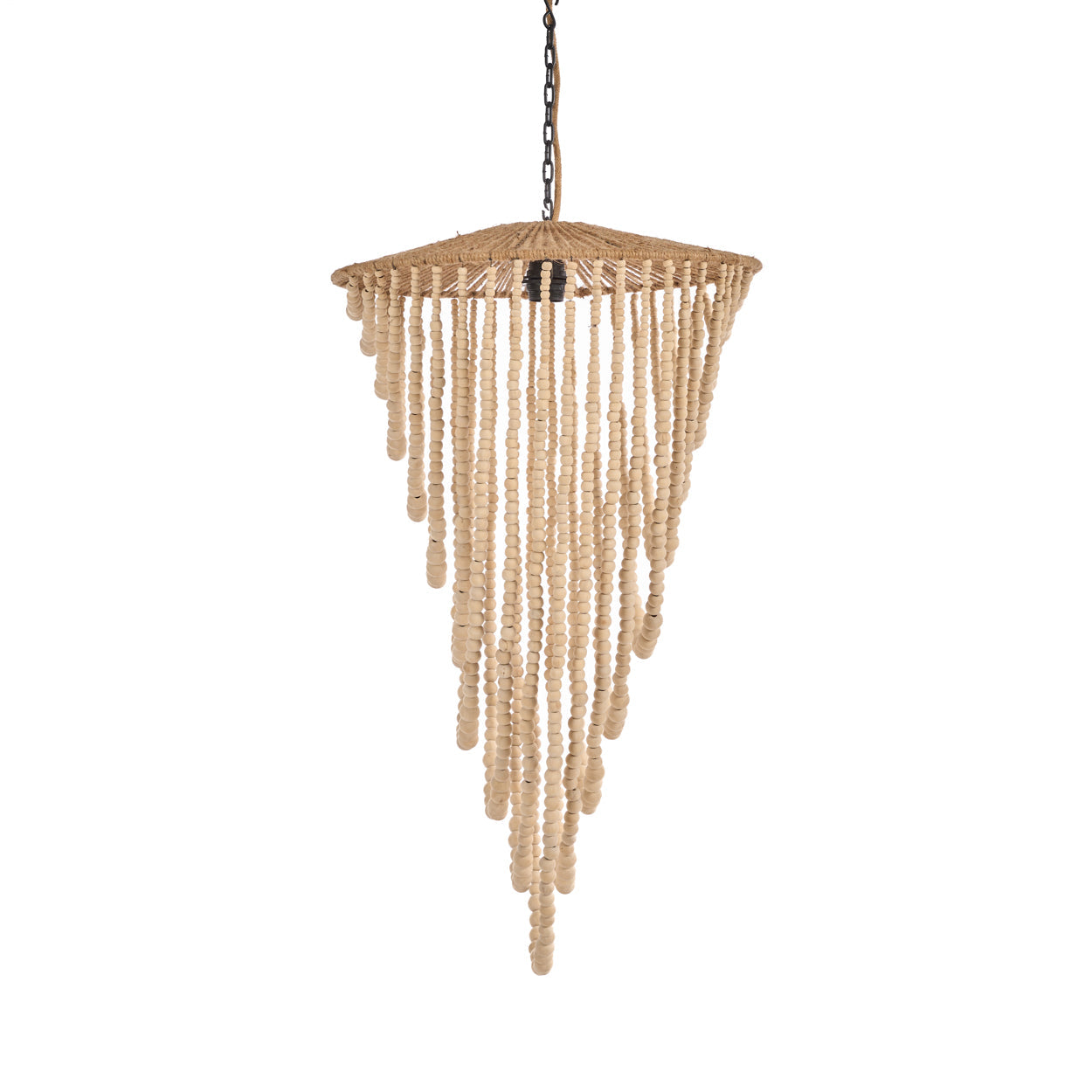 De kroonluchter met houten kralen - naturel - L