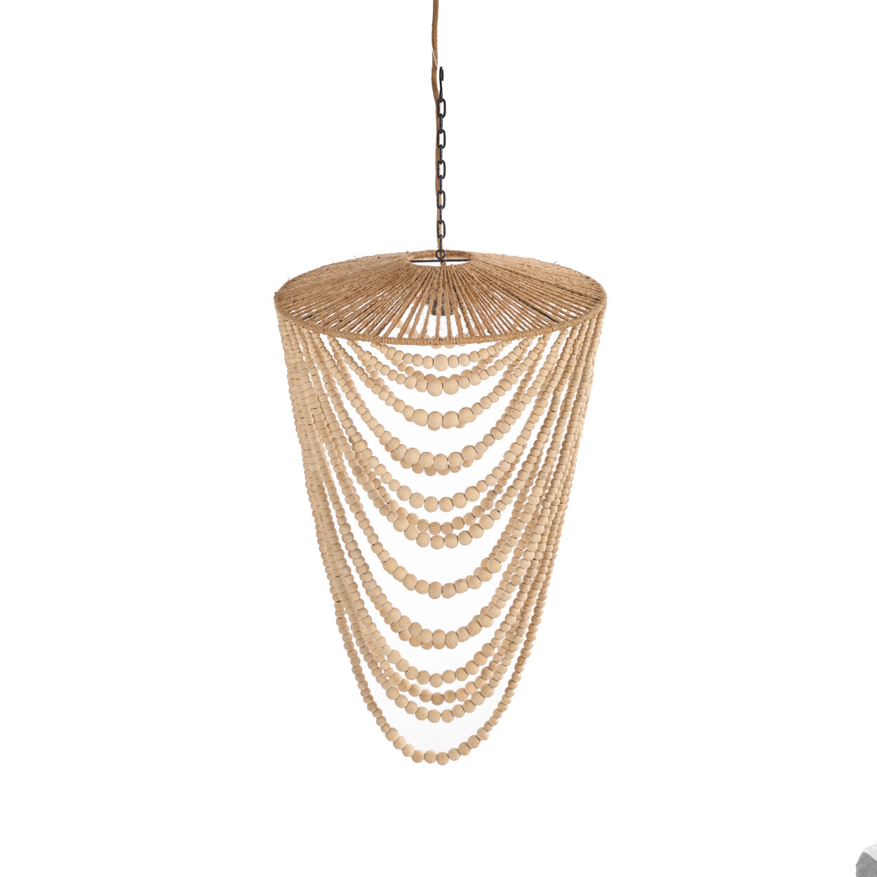 De kroonluchter met houten kralen - naturel - L