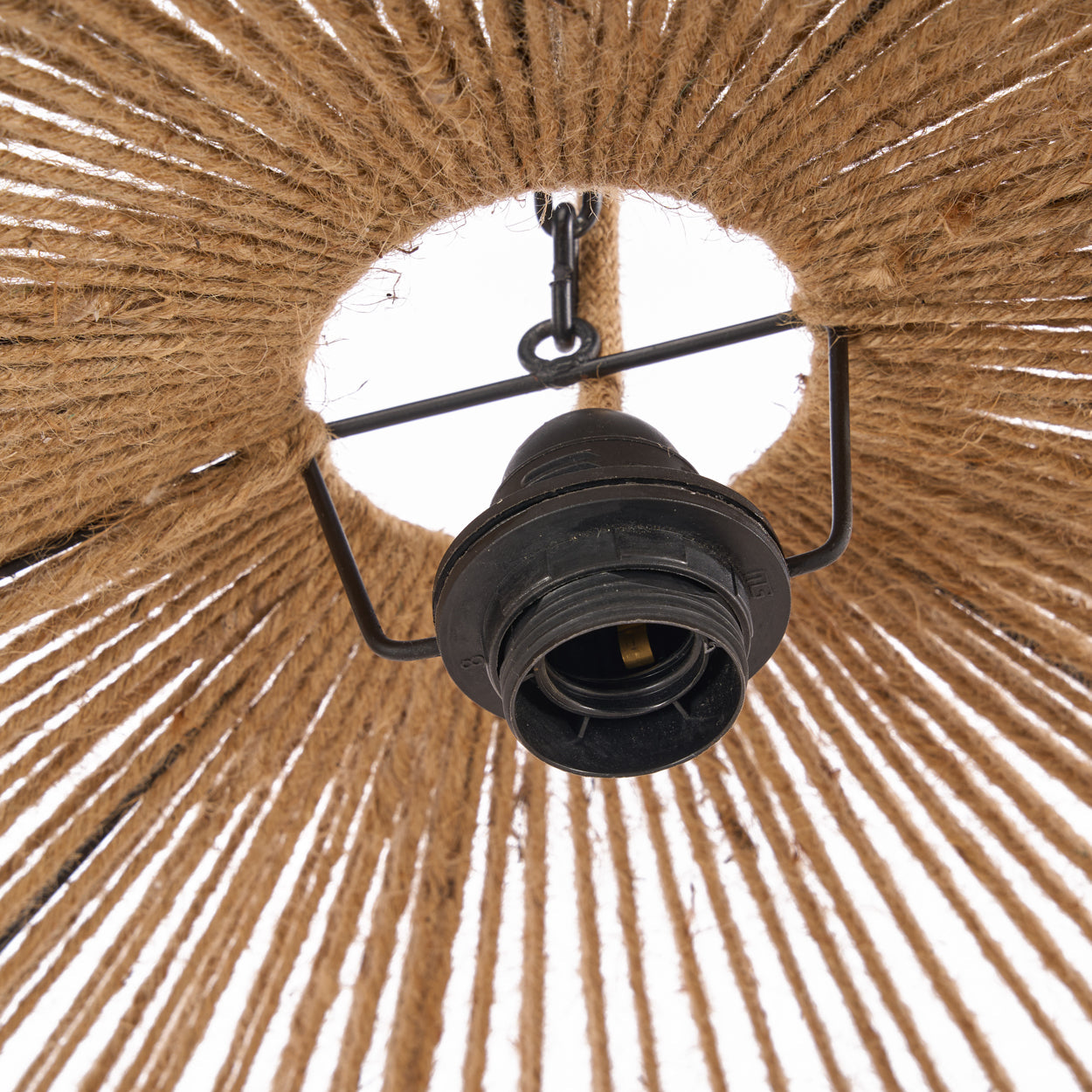 De kroonluchter met houten kralen - naturel - L