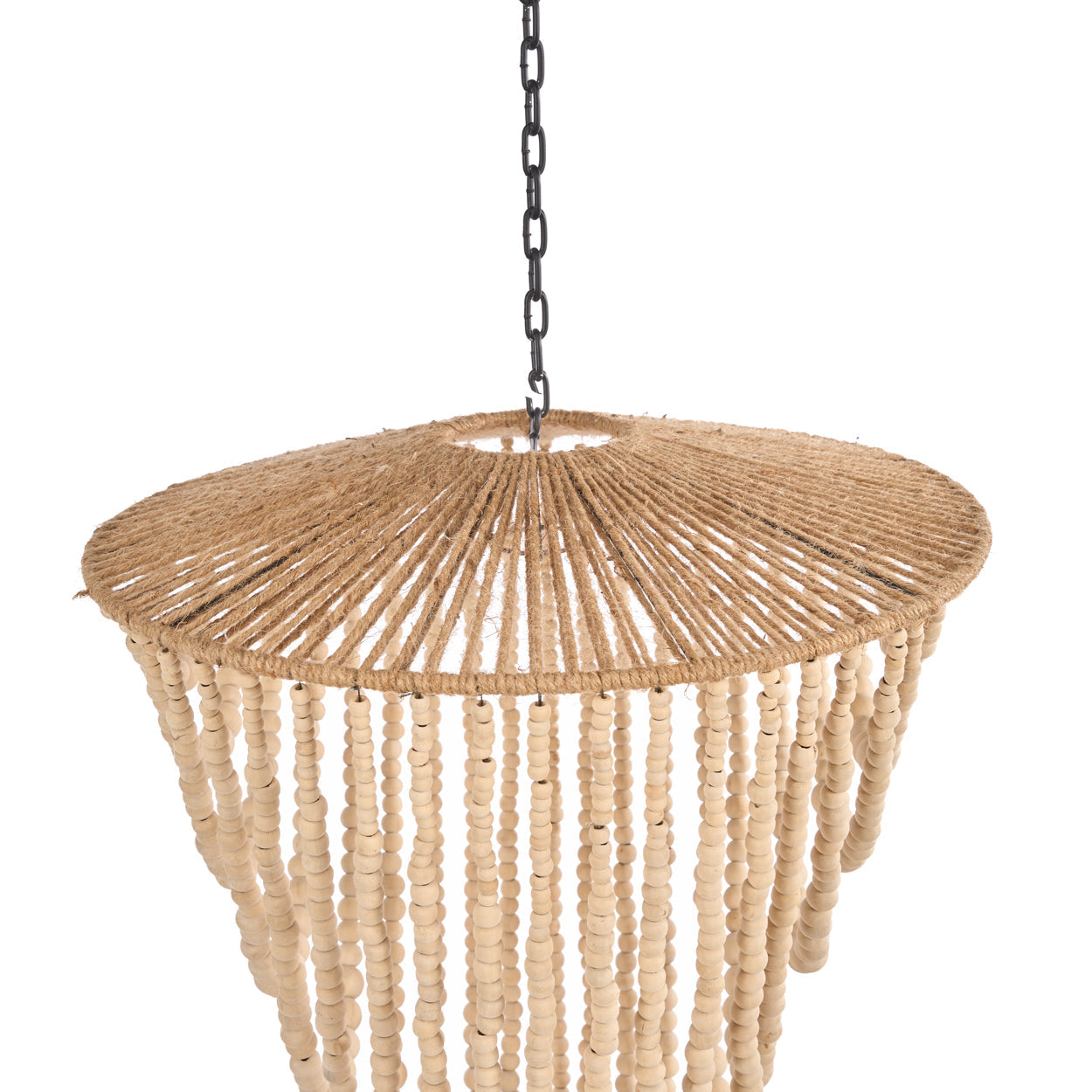 De kroonluchter met houten kralen - naturel - L