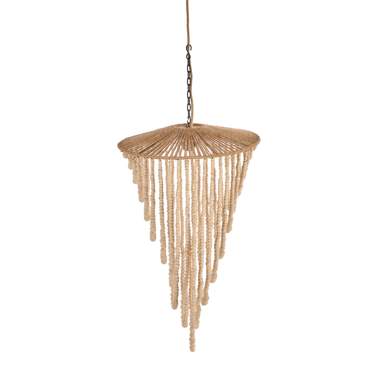 De kroonluchter met houten kralen - naturel - L