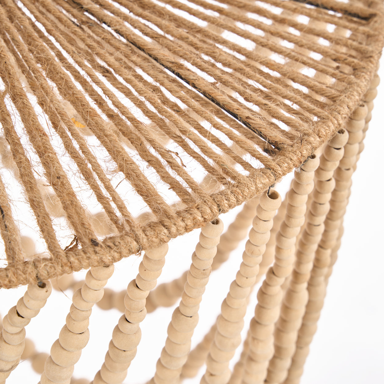 De kroonluchter met houten kralen - naturel - L