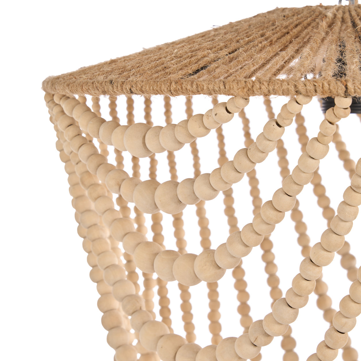 De kroonluchter met houten kralen - naturel - L