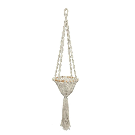 Suspension pour plantes en macramé torsadé - Blanc naturel - L