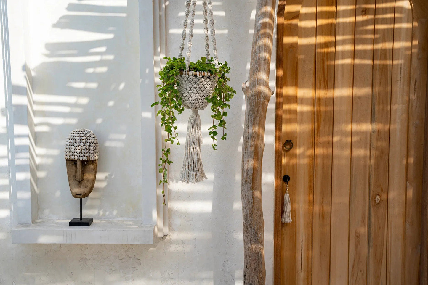 The Twisted Macramé Plant Hanger - Natural White - M
