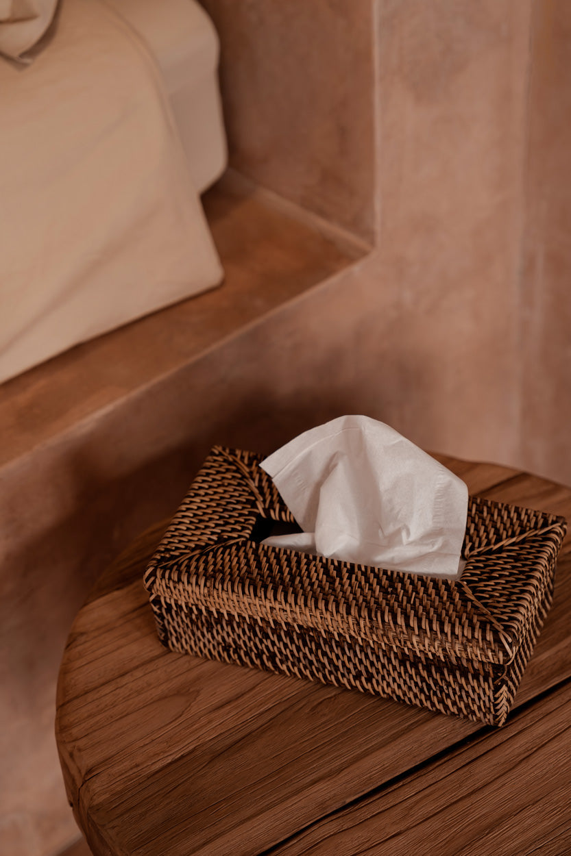 De Rattan Classic Tissue Box - Natuurlijk Bruin