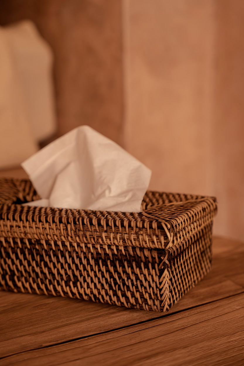 De Rattan Classic Tissue Box - Natuurlijk Bruin