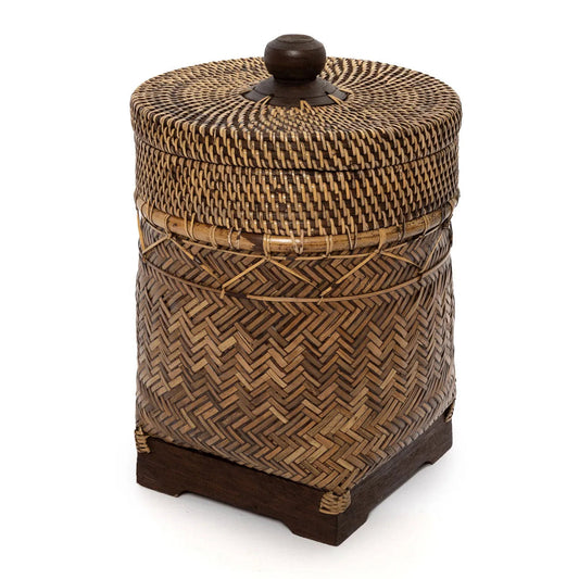 The bathroom trash bin basket - natural brown