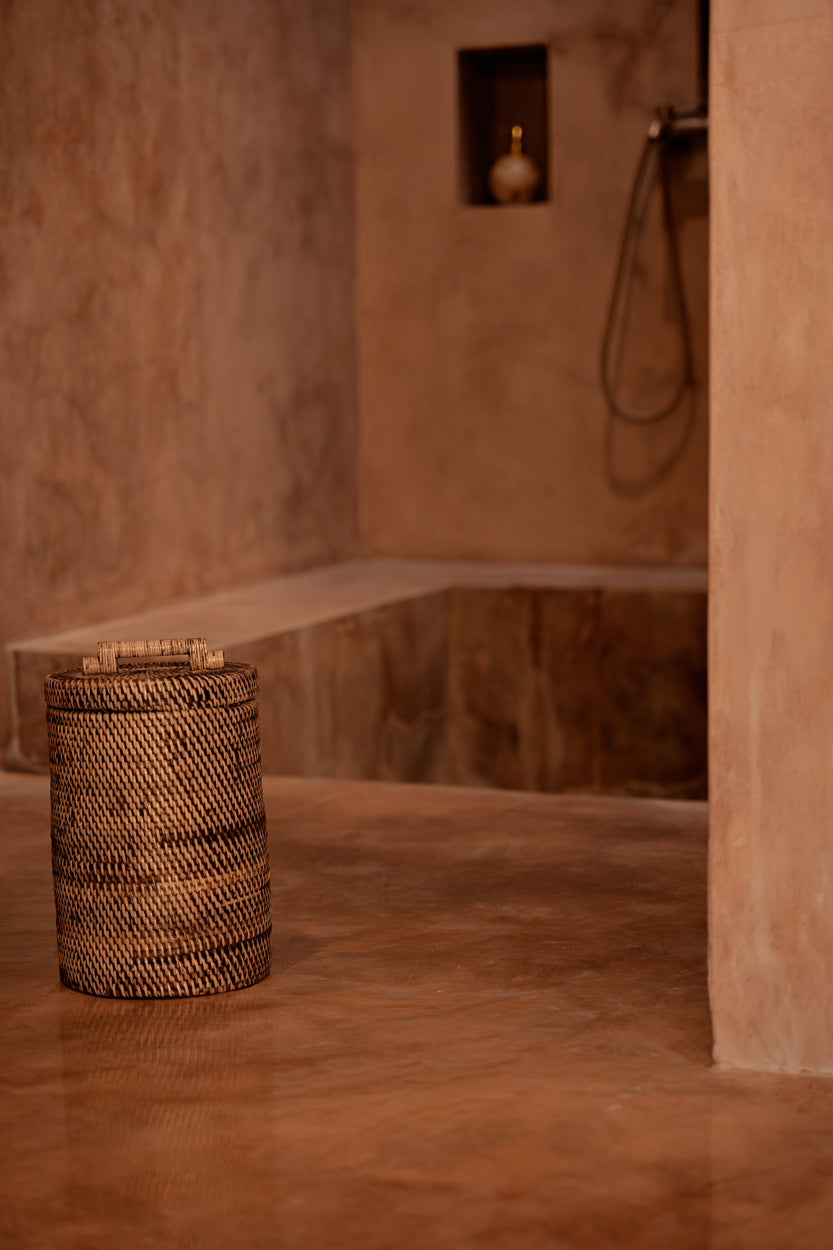 Hoge rotanmand - naturel bruin