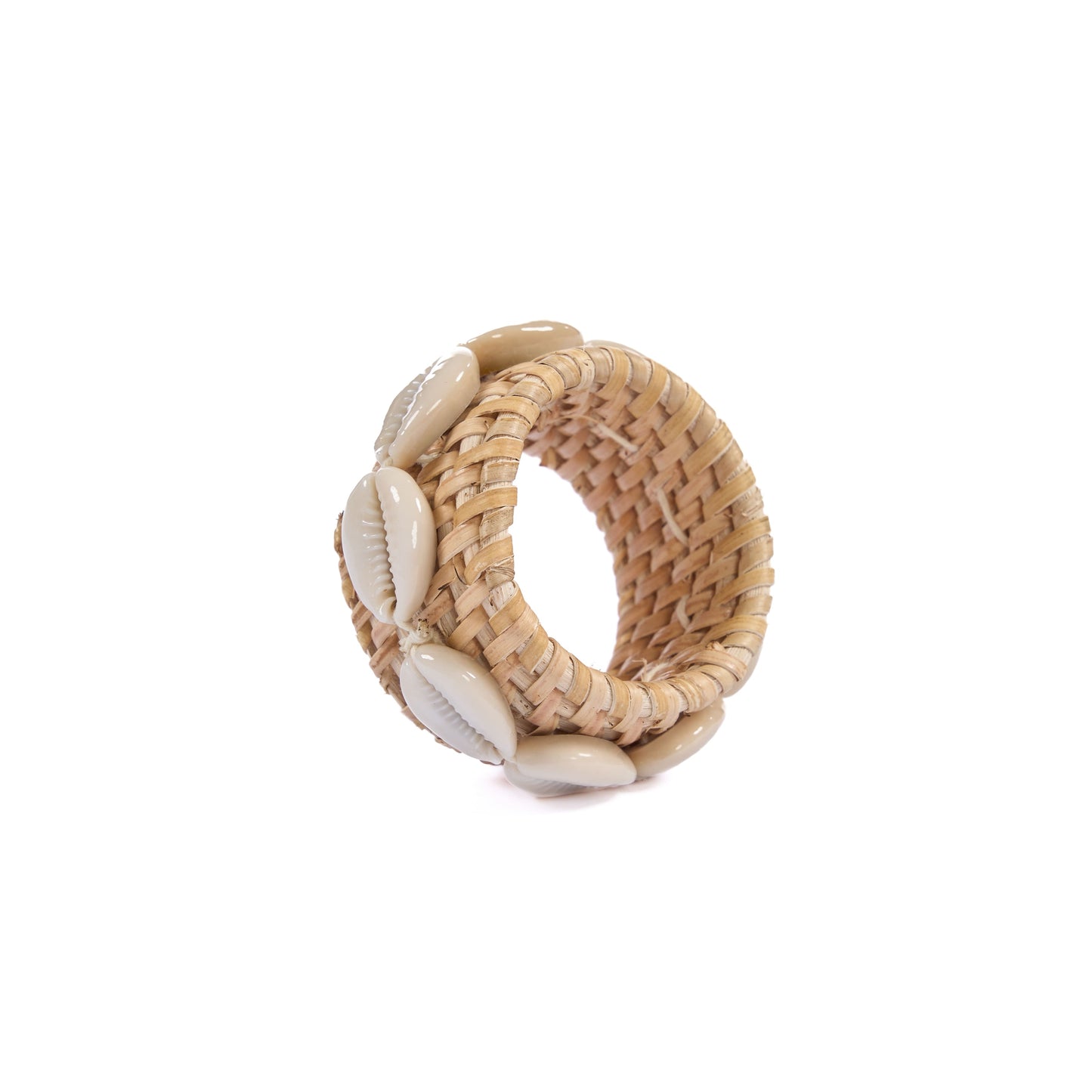 The Rattan Shell Napkin Ring - Natural White