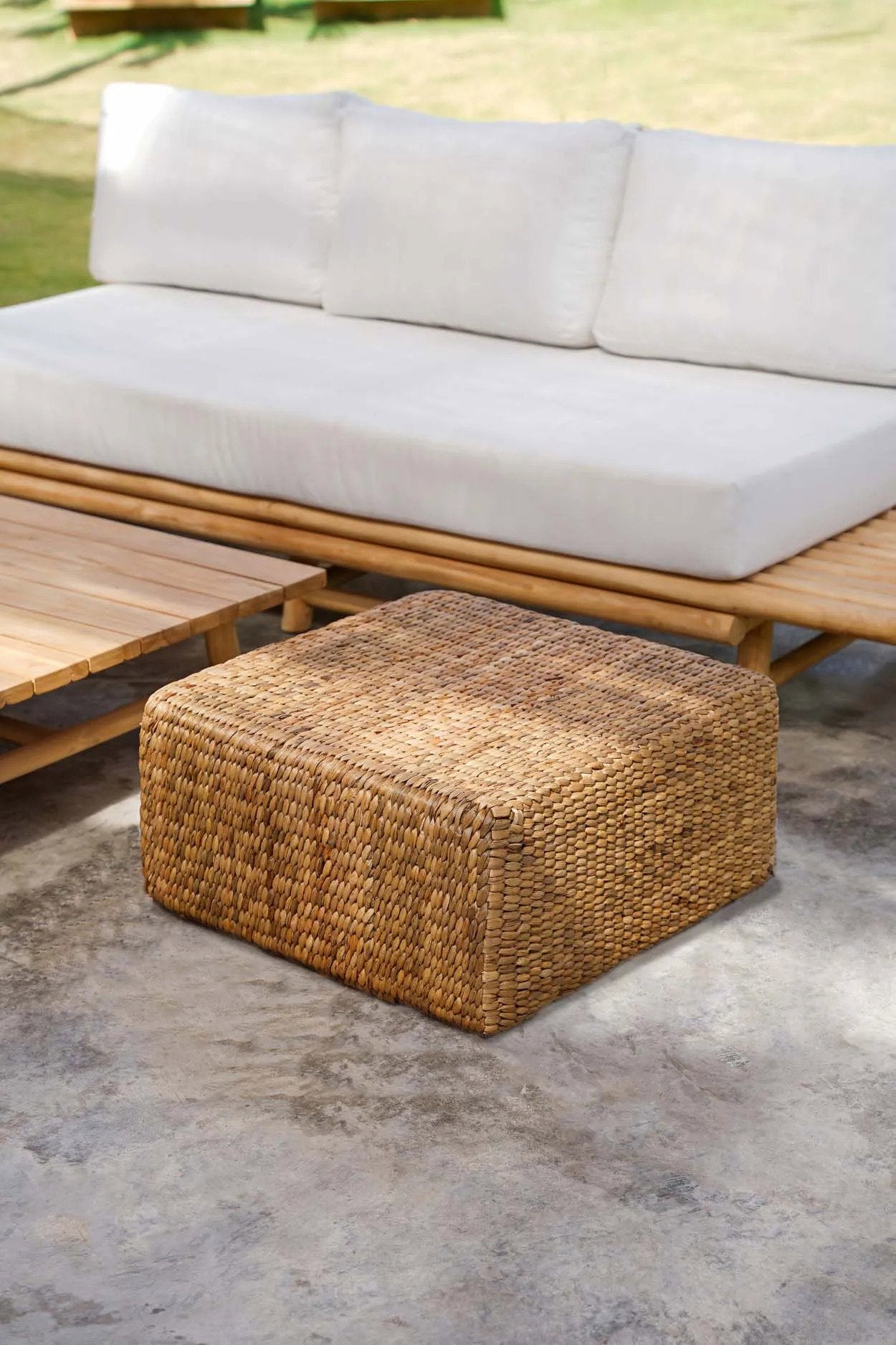 Le Pouf Carré Jacinthe - Naturel - M