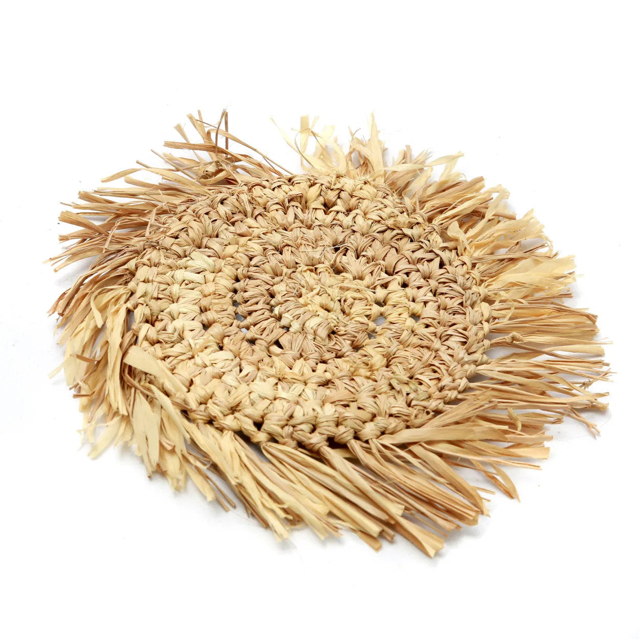 De Fringe Raffia Onderzetter - Natuurlijk