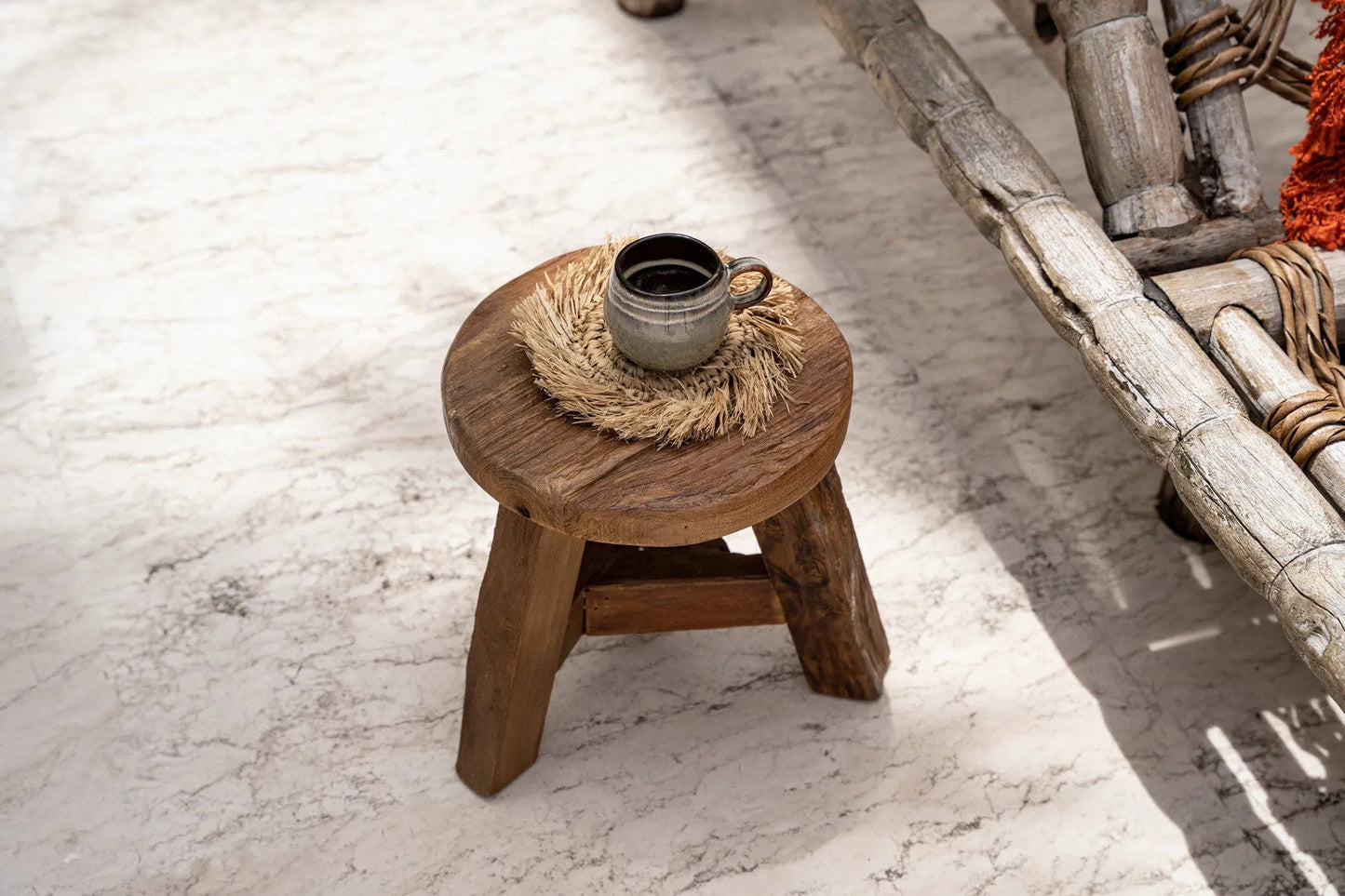 De Fringe Raffia Onderzetter - Natuurlijk