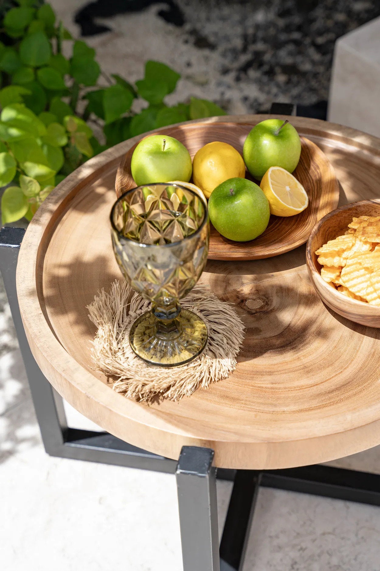 De Fringe Raffia Onderzetter - Natuurlijk