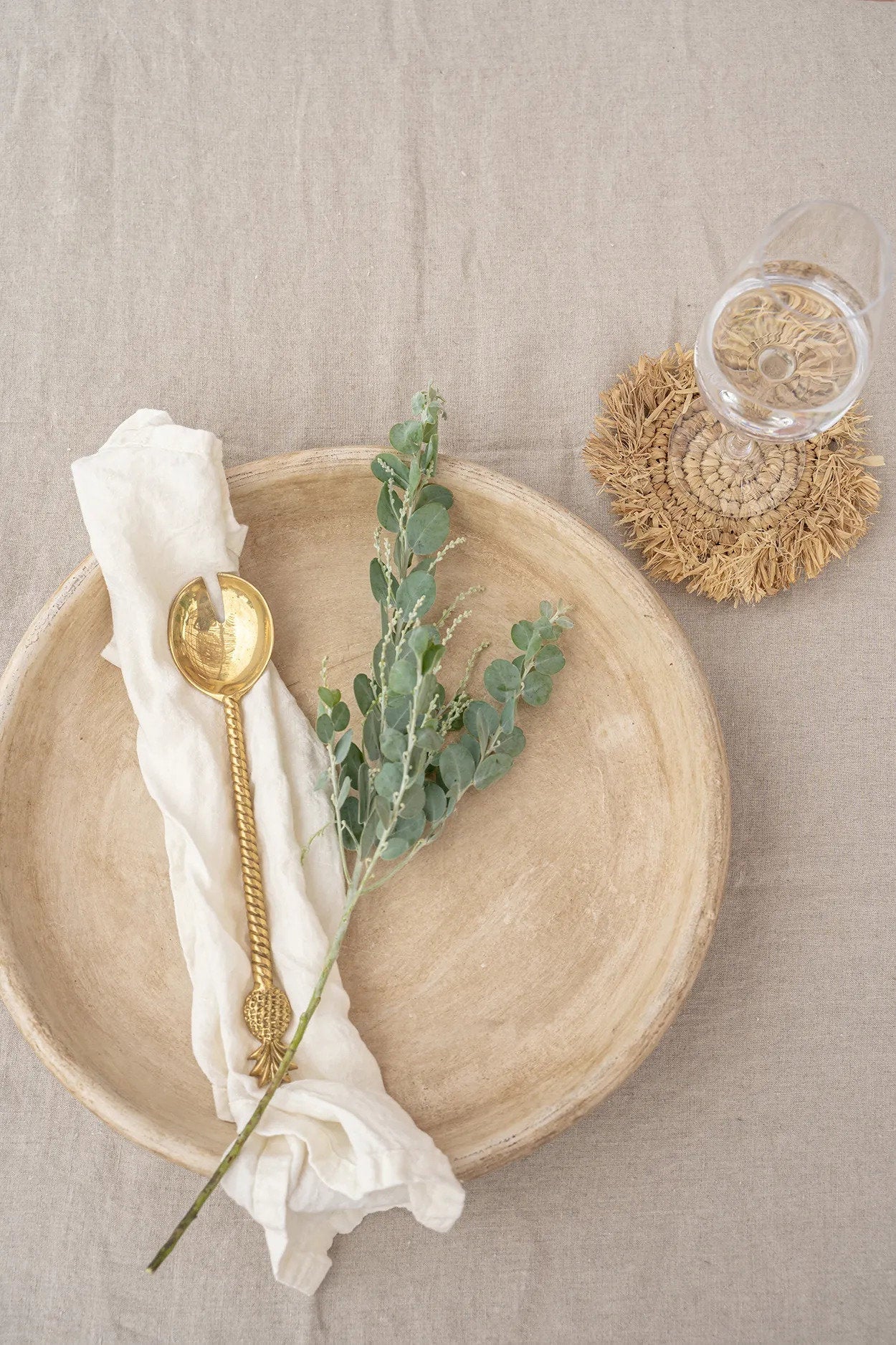 De Fringe Raffia Onderzetter - Natuurlijk