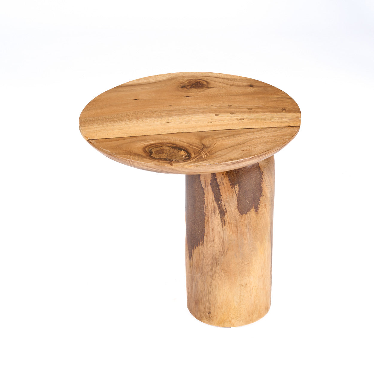 De mangohouten trommel bijzettafel - naturel