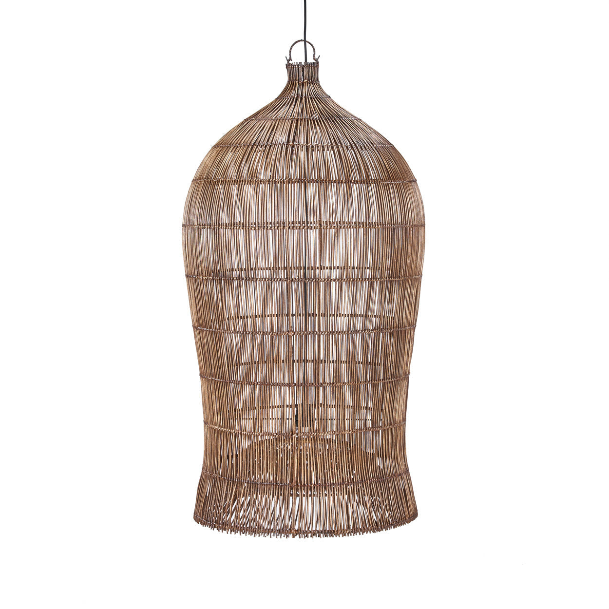 Geweven bel-hanglamp - donker walnoot - XL
