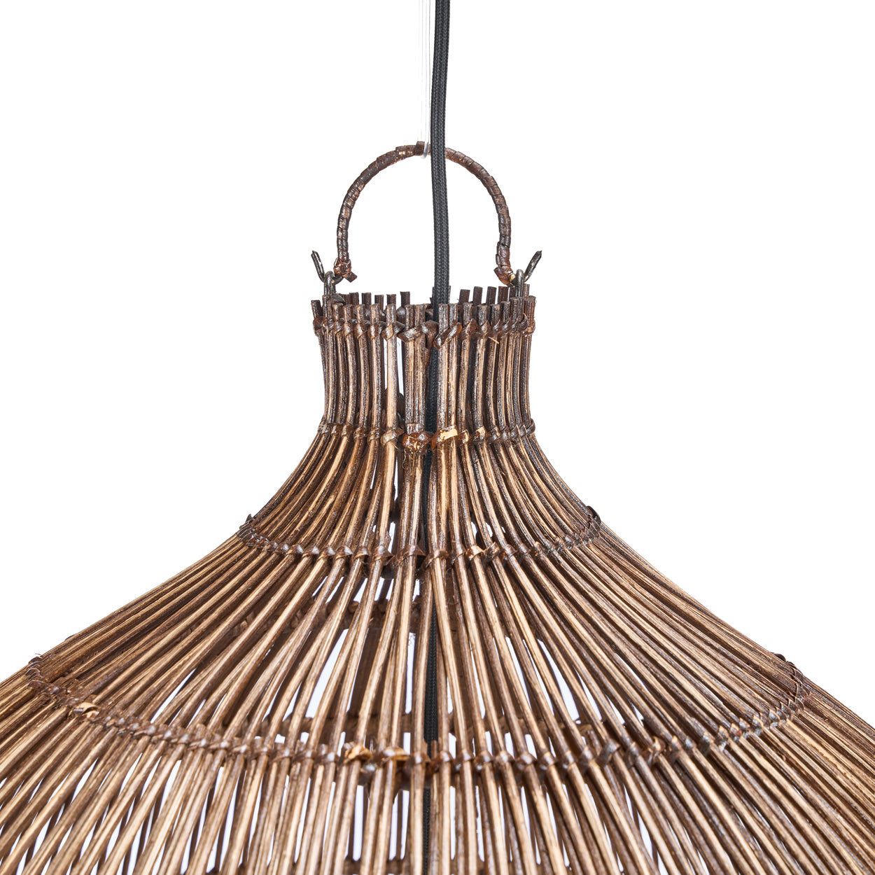 Geweven bel-hanglamp - donker walnoot - XL