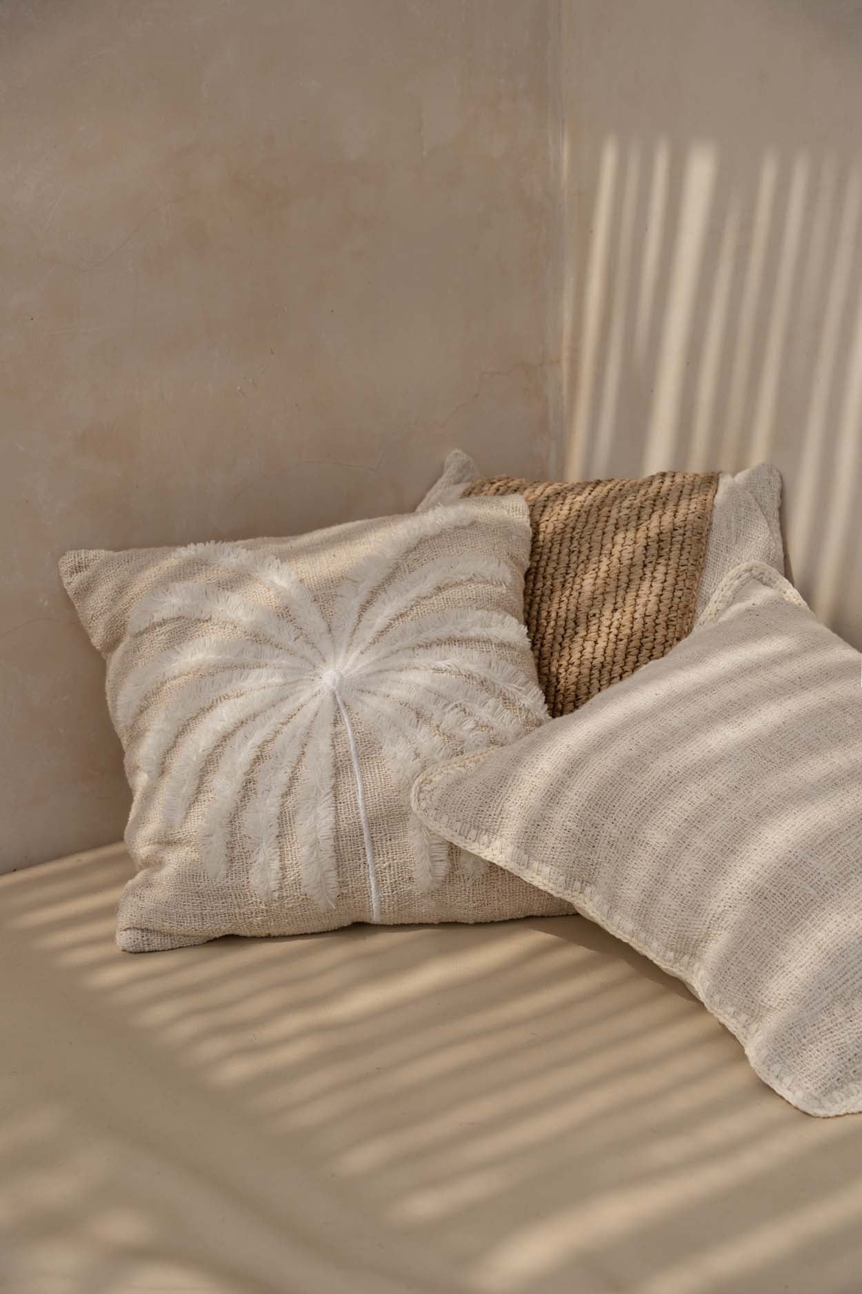 The Isla Palm Cushion Cover - Natural White