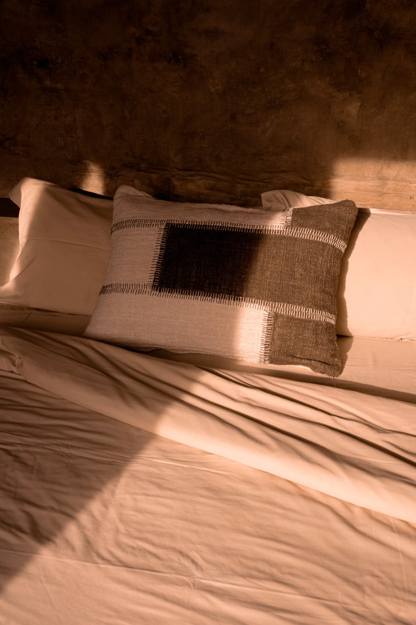 De Cocoa Patchwork Kussenhoes - Natuurlijk Bruin
