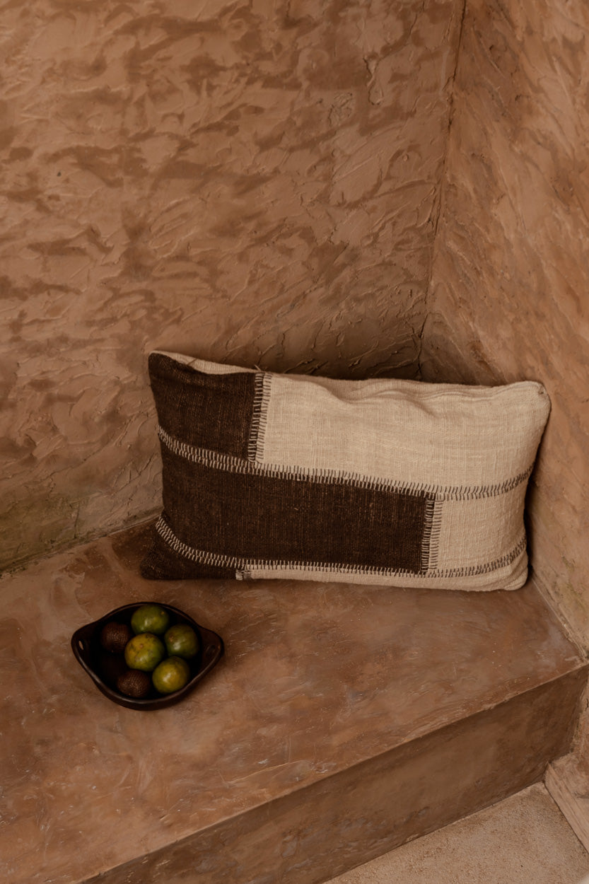 De Cocoa Patchwork Kussenhoes - Natuurlijk Bruin