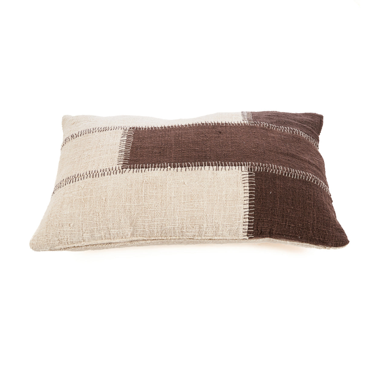 De Cocoa Patchwork Kussenhoes - Natuurlijk Bruin