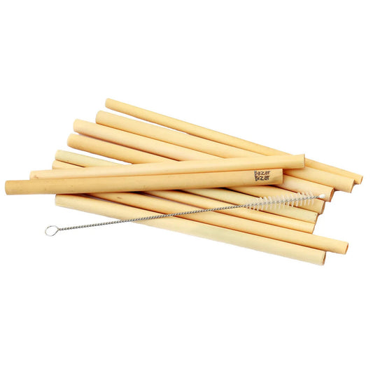 The Bamboo Straws Set of 10 with Cleaning Brush