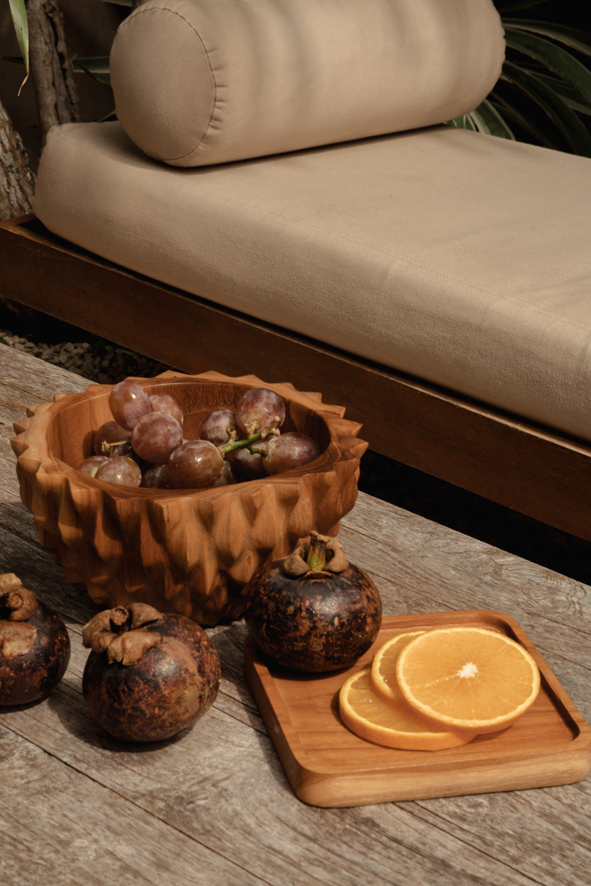 Het vierkante teakbord onderzetter - naturel - XS