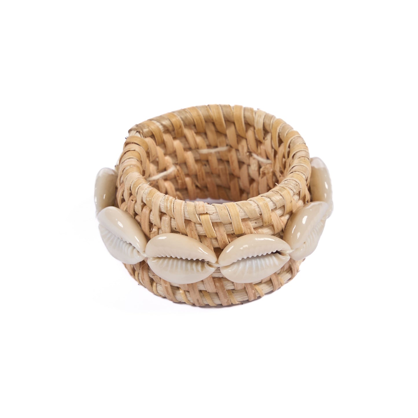 De Rotan Schelp Servetring - Natuurlijk Wit - Set van 4