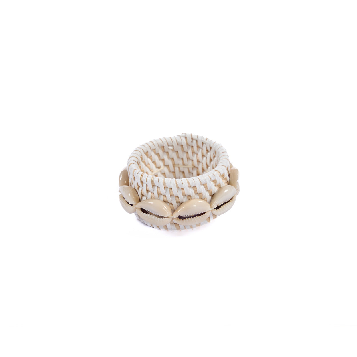 The Rattan Shell Napkin Ring - White - Set of 4
