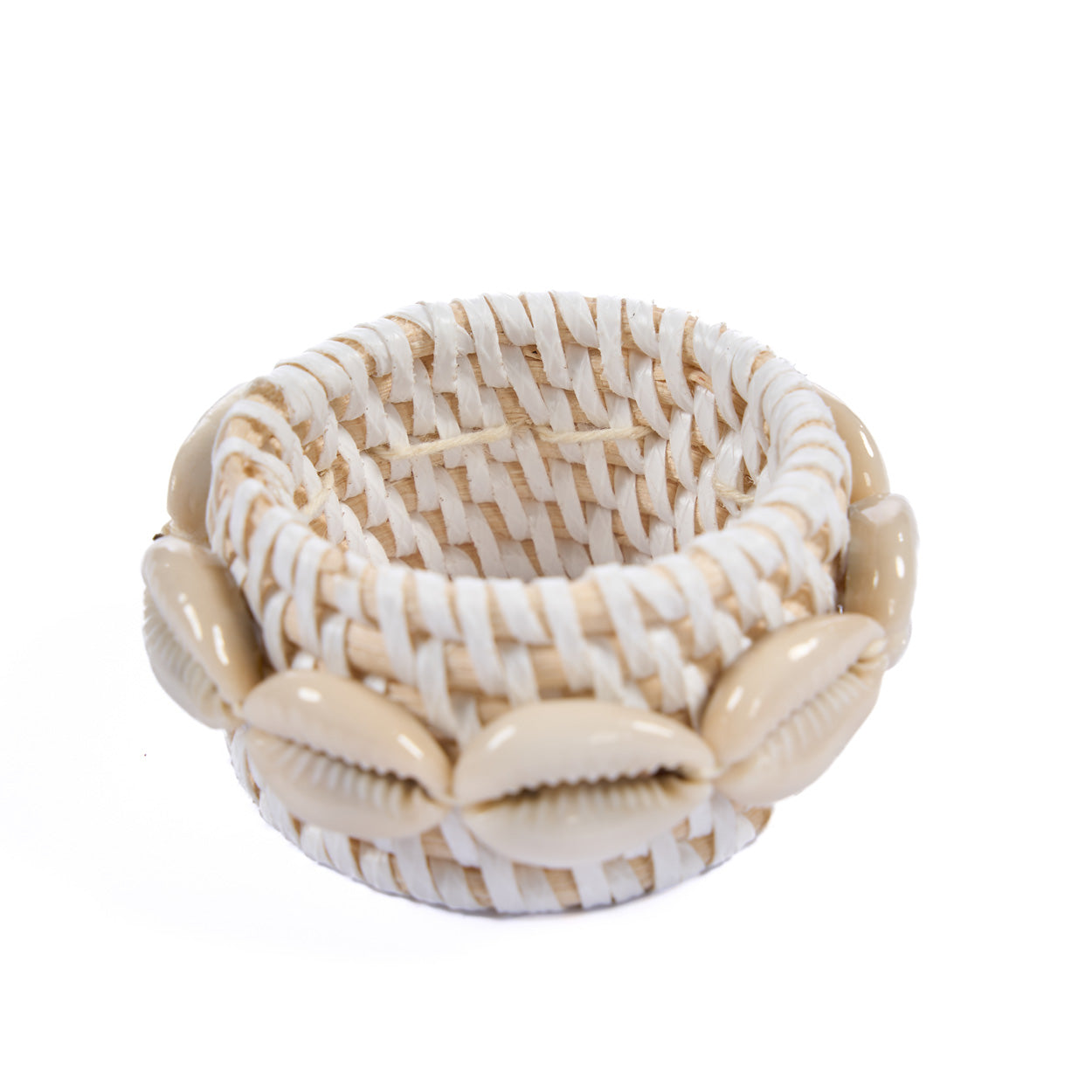 The Rattan Shell Napkin Ring - White - Set of 4