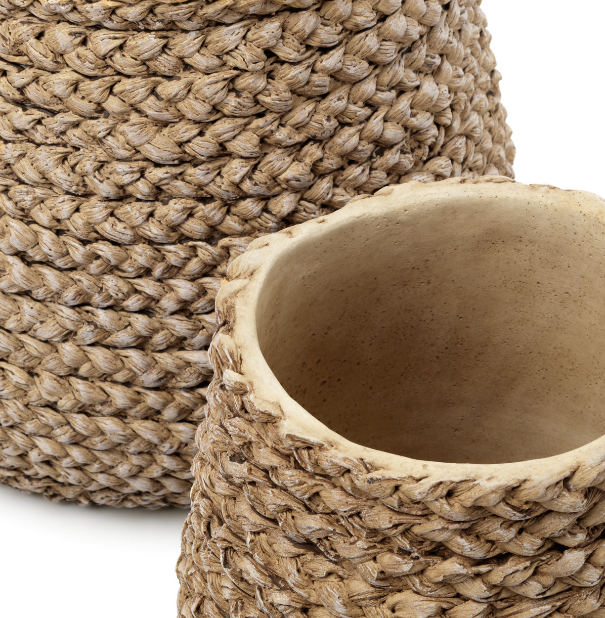 Kunstgevlochten plantenpot - naturel - S