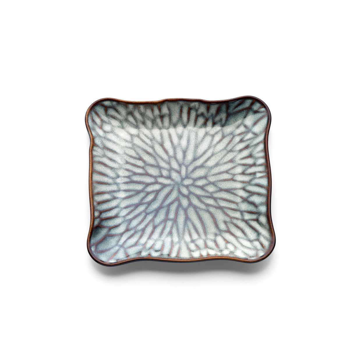 Het Lotus Ice vierkante bord - grijsbruin - M