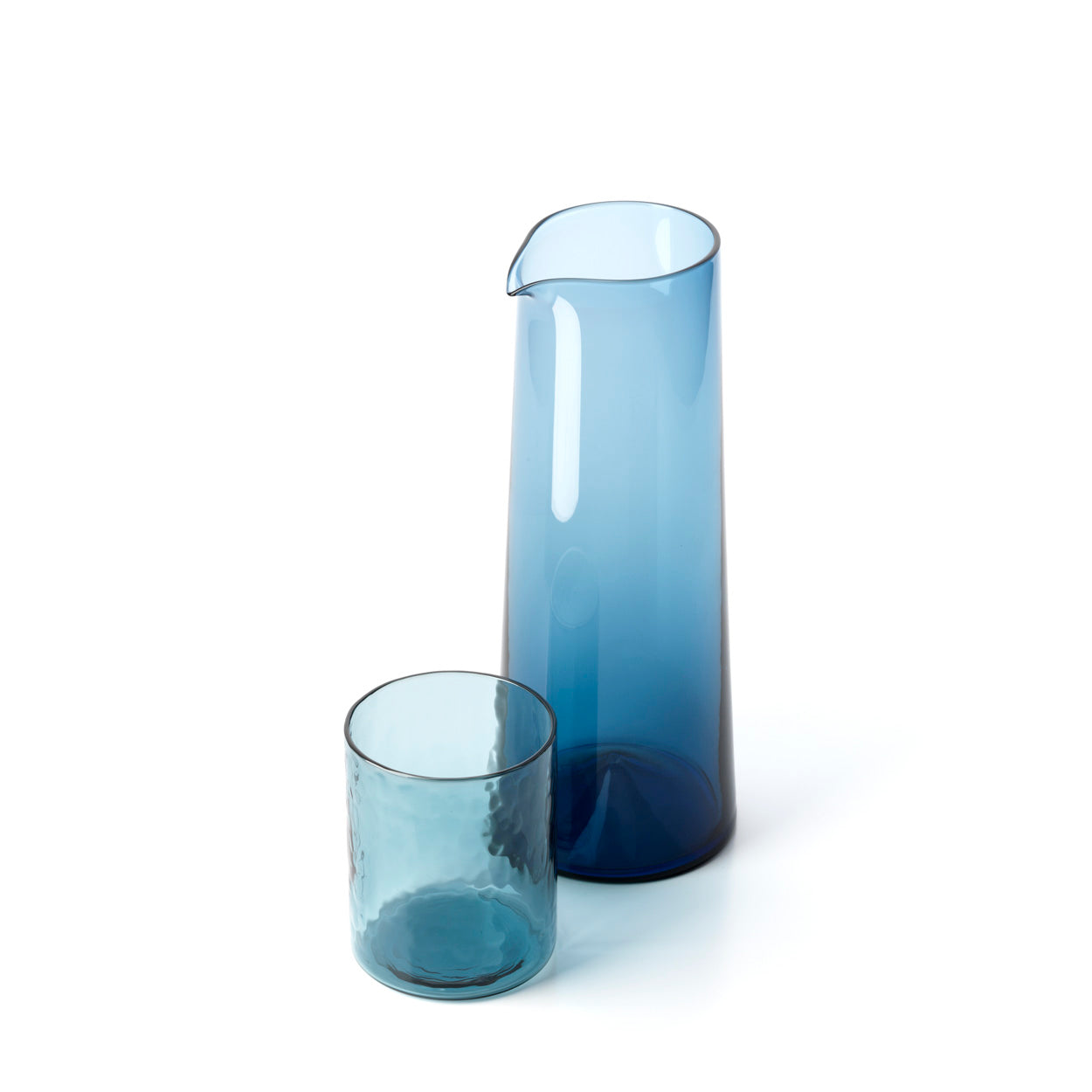 Azuur gehamerd hoog drinkglas - blauw