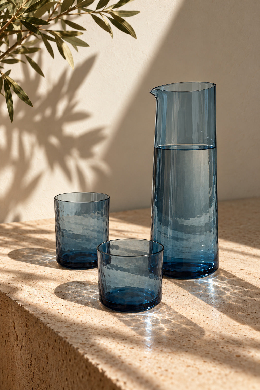 De Azure gehamerde lage tumbler - blauw