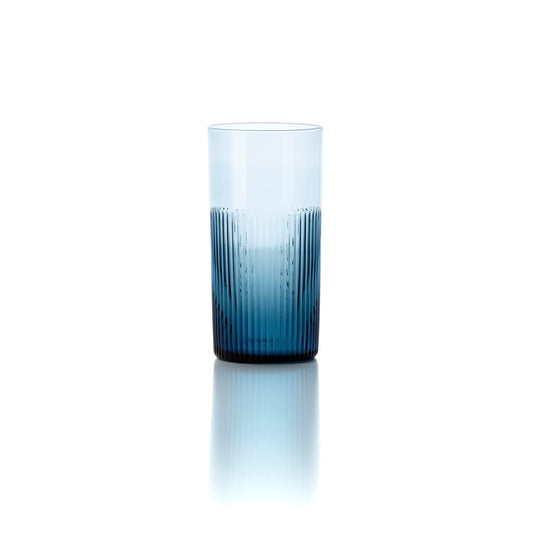 Het azuurkleurige, hoog geribbelde tumblerglas - blauw