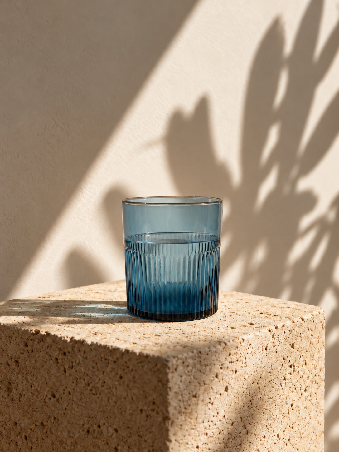 Azuurblauwe geribbelde lage tumbler - blauw