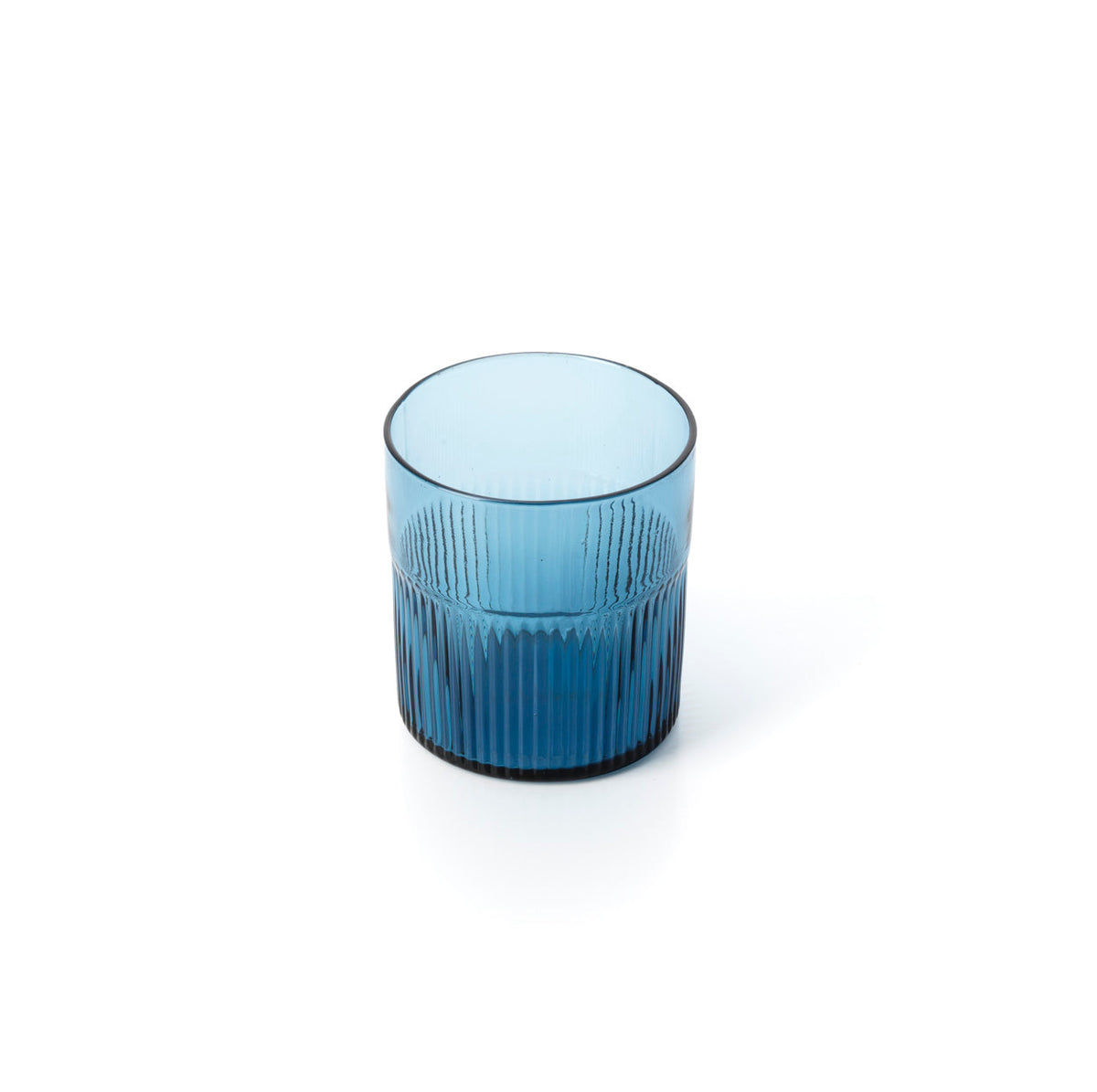 Azuurblauwe geribbelde lage tumbler - blauw
