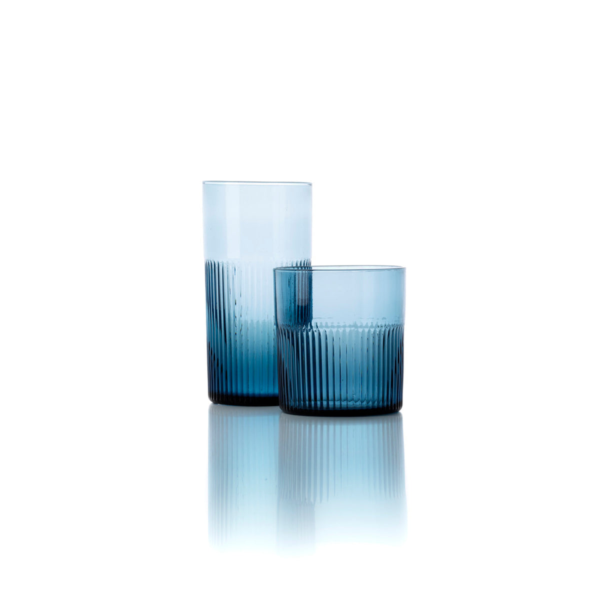 Azuurblauwe geribbelde lage tumbler - blauw
