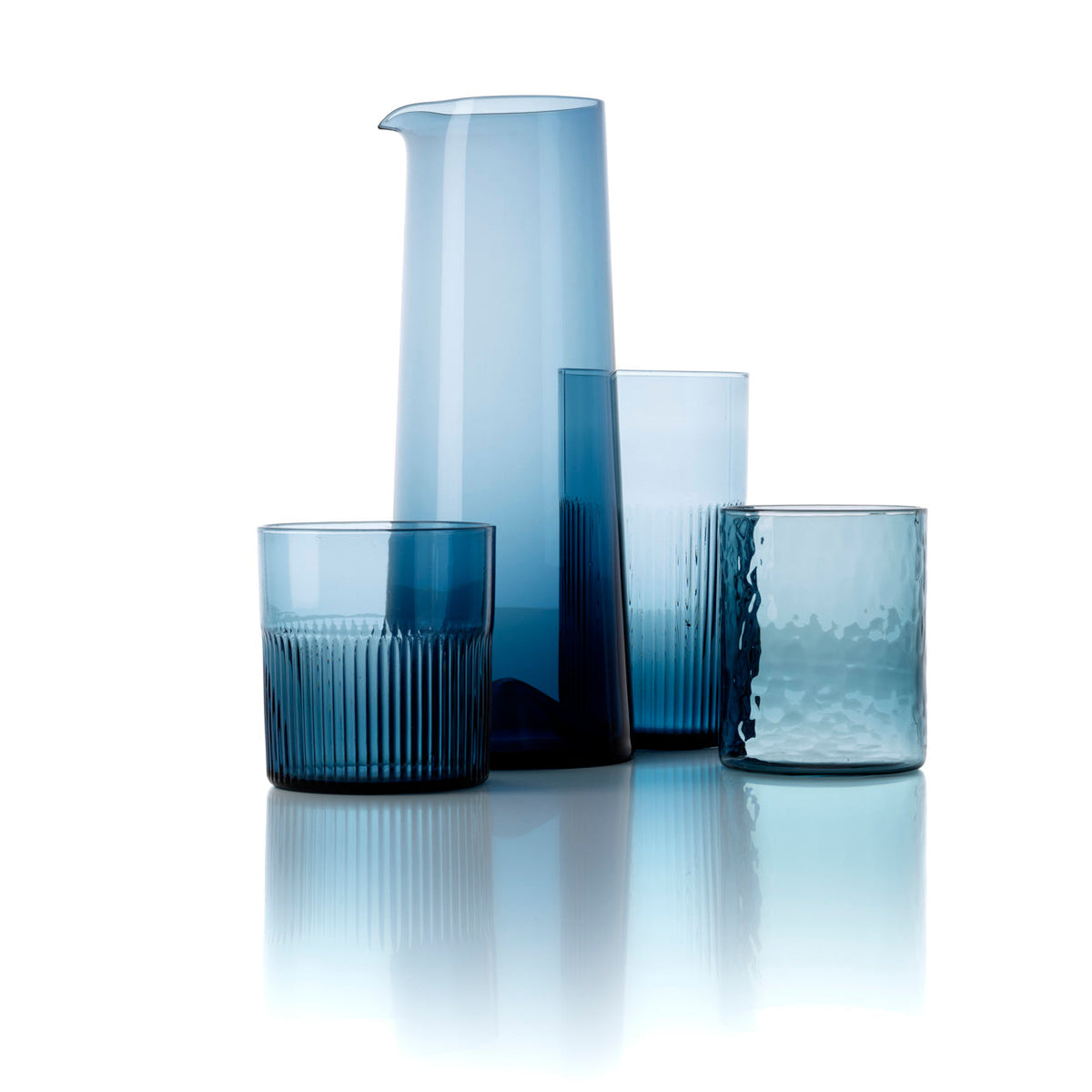 Azuurblauwe geribbelde lage tumbler - blauw