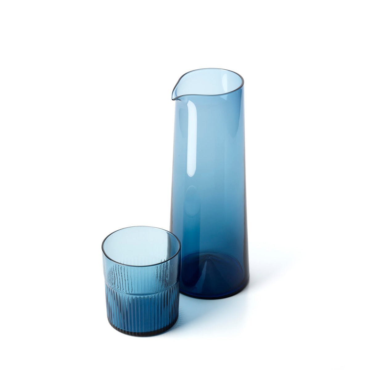 Azuurblauwe geribbelde lage tumbler - blauw