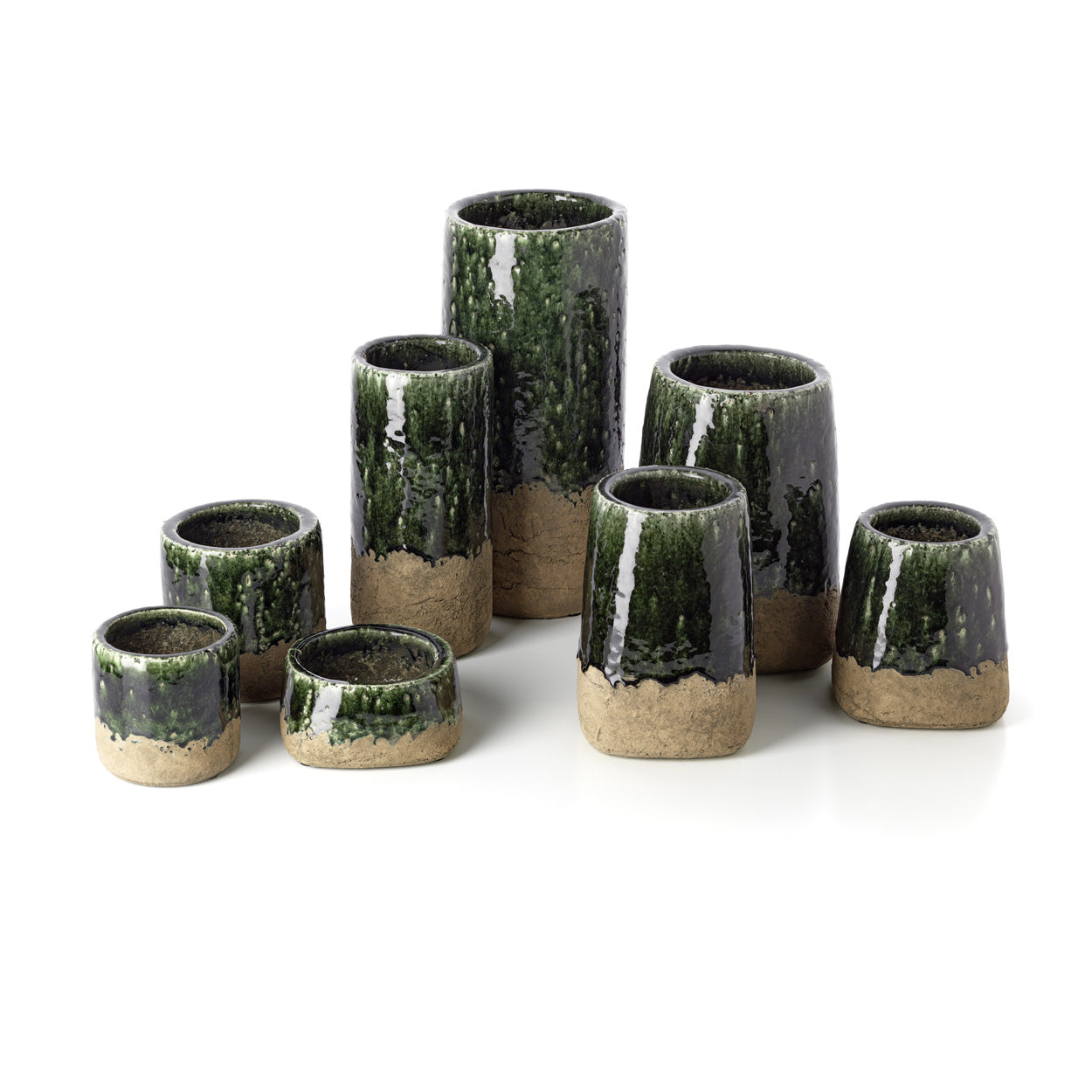 The Moss conische plantenpot - betongroen - S