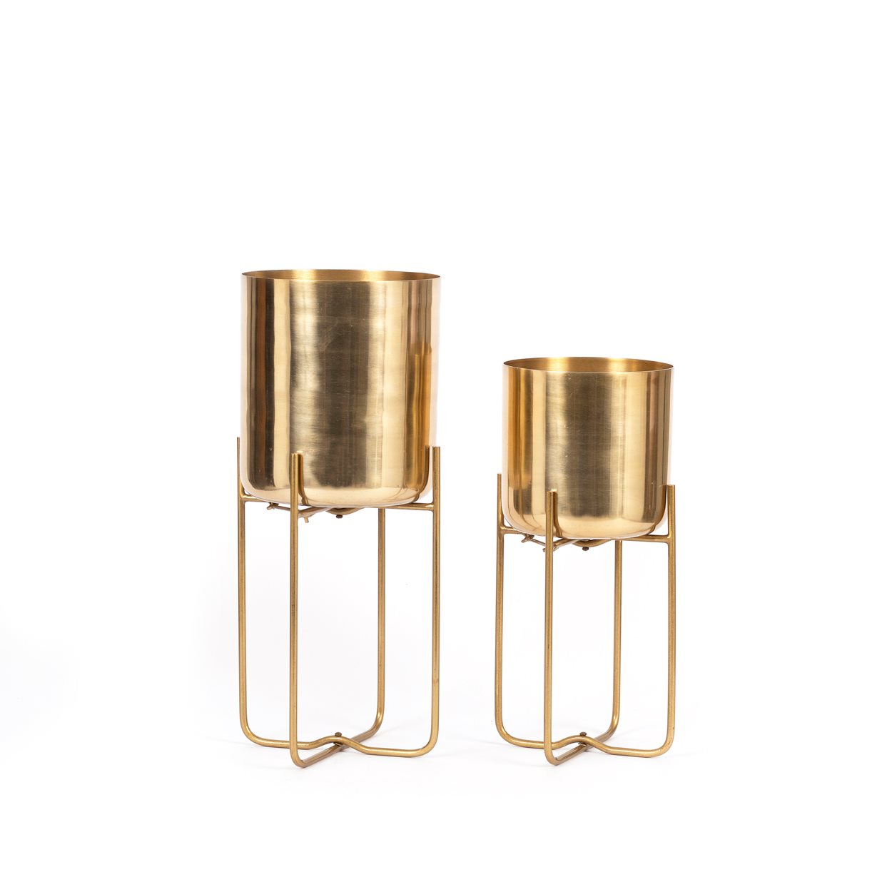 De messing plantenbak op standaard - Messing - M
