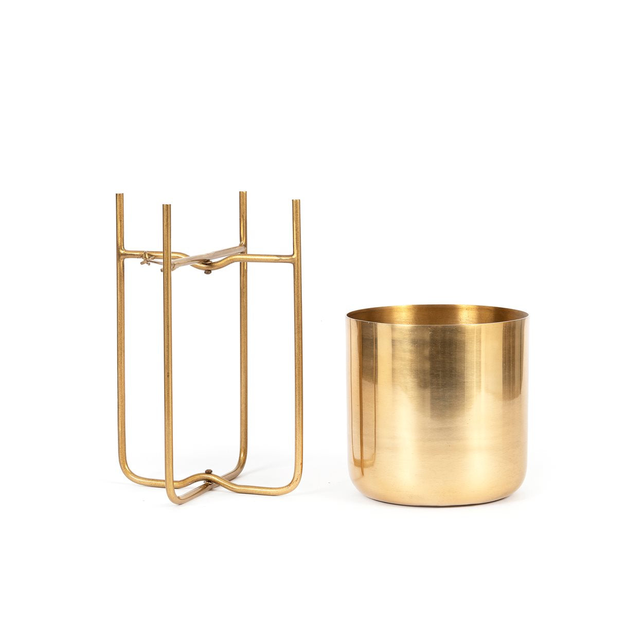 De messing plantenbak op standaard - Messing - M