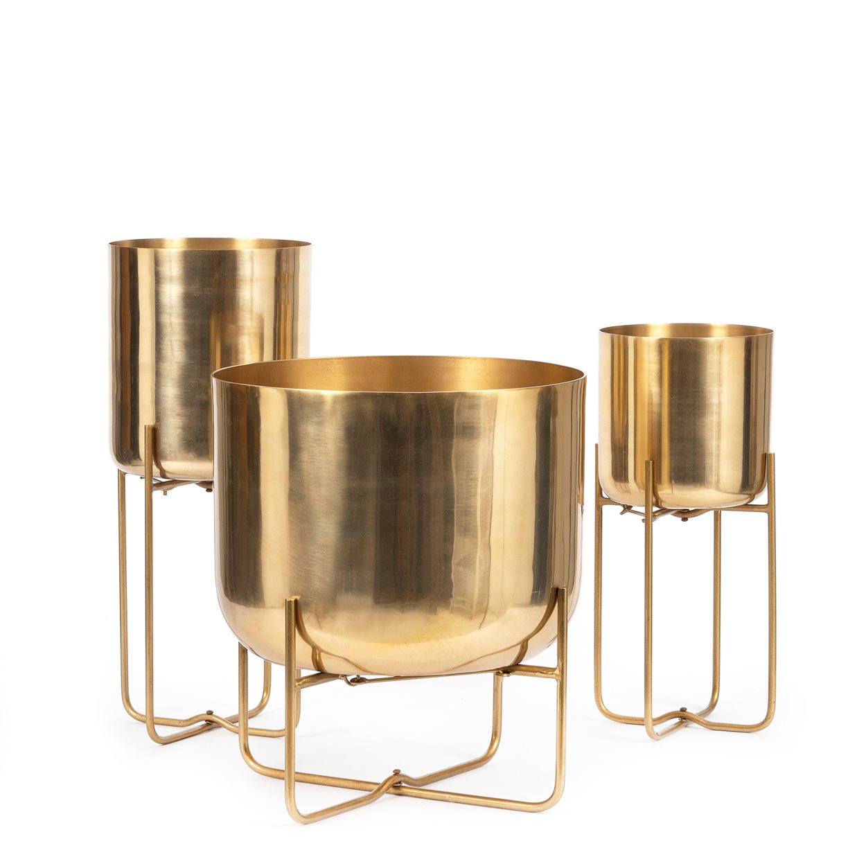 De messing plantenbak op standaard - Messing - M