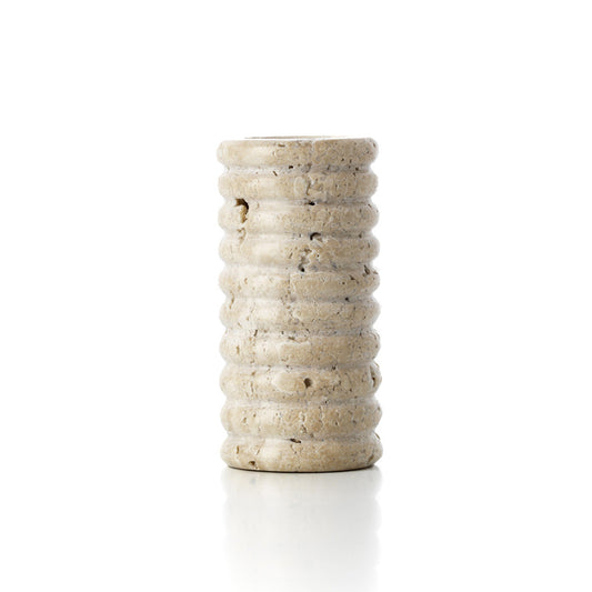 De Travertijn Ribbel Theelichthouder - Beige - L
