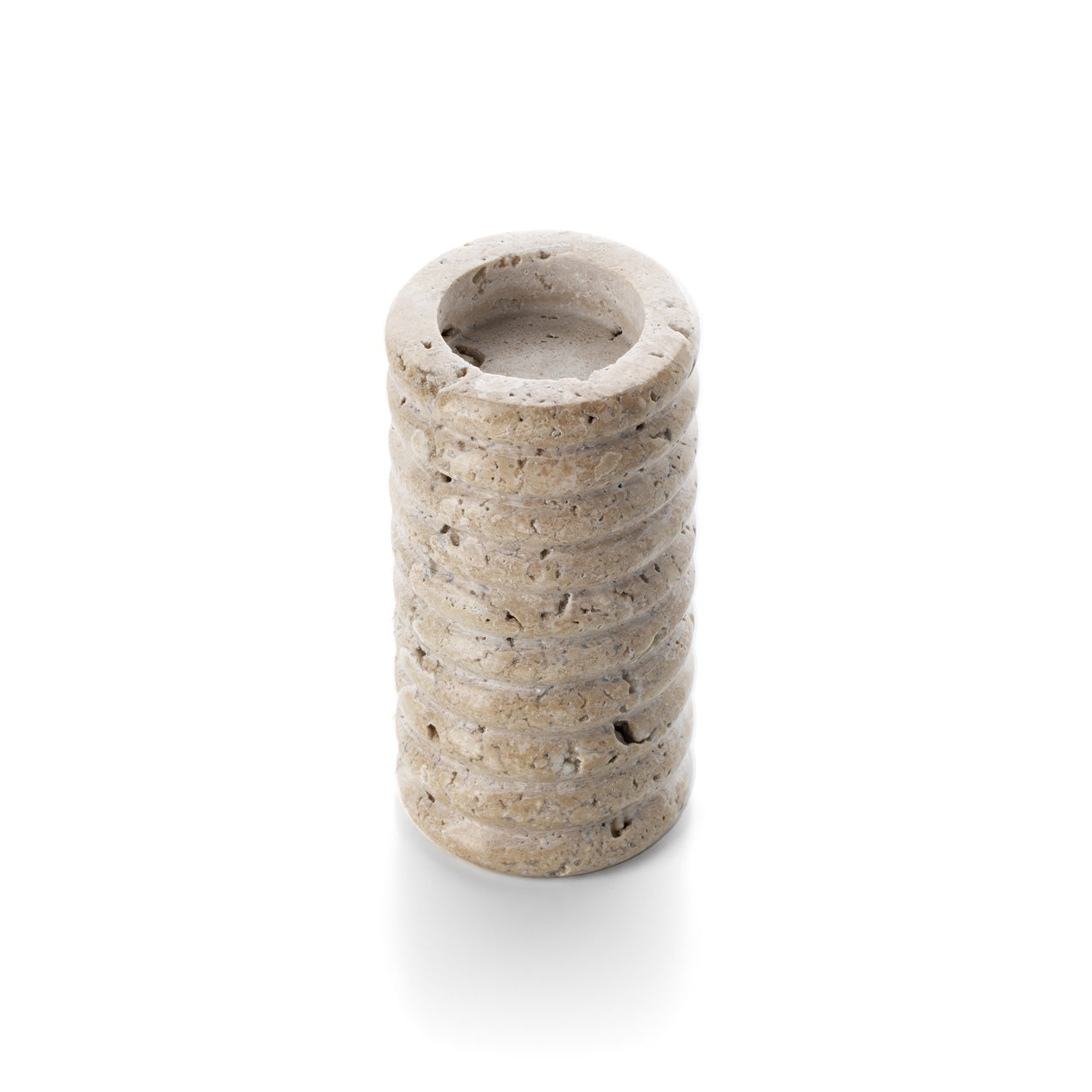 De Travertijn Ribbel Theelichthouder - Beige - L