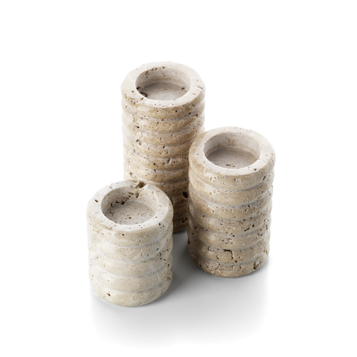 De Travertijn Ribbel Theelichthouder - Beige - L